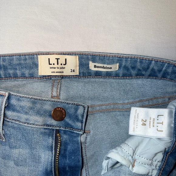 L.T.J Letter To Juliet Bambino Jeans Size 24 Light Wash Flare Stretch Denim - Picture 6 of 8